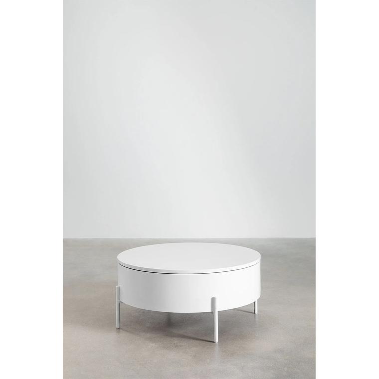 Mesa de centro redonda elevable en madera y acero blanco (Ø80 cm) Tainara 4