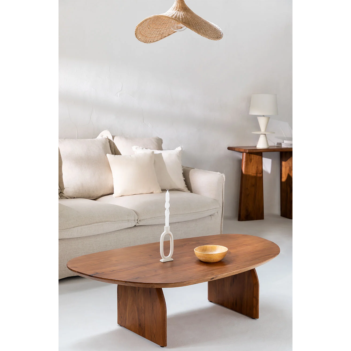 Mesa de centro en madera de acacia color marrón fresno (135x80 cm) Bedum 1