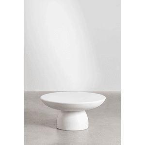 Mesa de Centro Redonda en Cemento color blanco roto (Ø70 cm) Zenadia