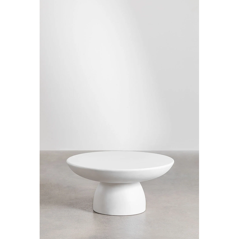 Mesa de Centro Redonda en Cemento color blanco roto (Ø70 cm) Zenadia 2