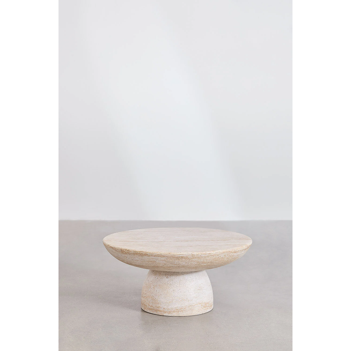Mesa de centro redonda en cemento look travertino (Ø70 cm) Ribeseya 2