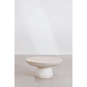 Mesa de centro redonda en cemento look travertino (Ø70 cm) Ribeseya