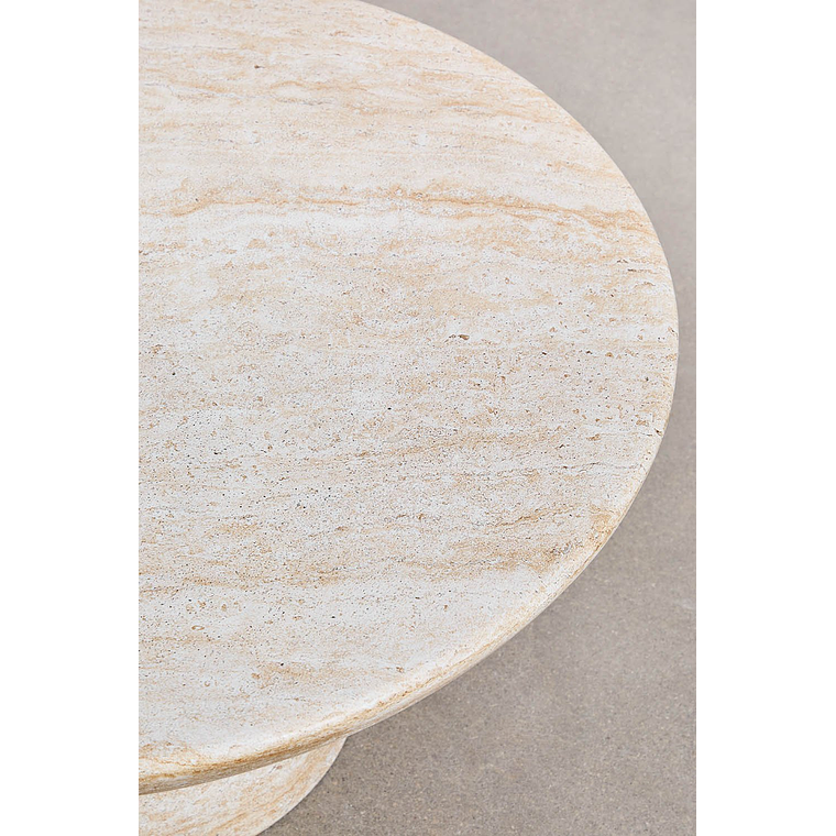 Mesa de centro redonda en cemento look travertino (Ø70 cm) Ribeseya 4