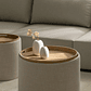 Mesa de Centro Redonda en Lino con Bandeja y Almacenaje Berkeleni beige 56 cm - Miniatura 1