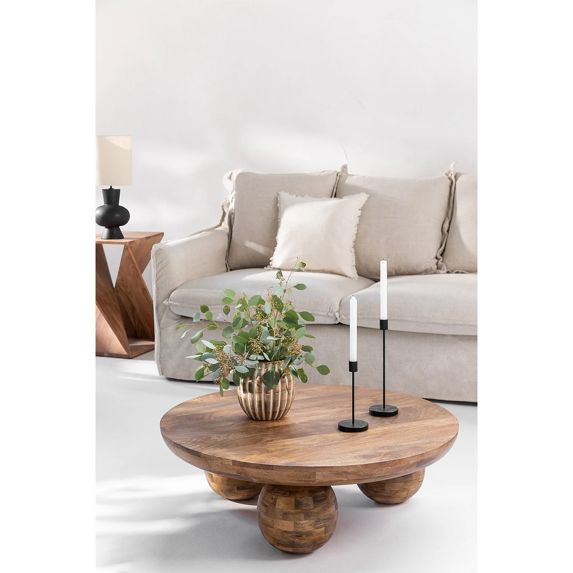 Mesa de Centro en Madera de Mango Cotia color madera oscura 90 cm 1