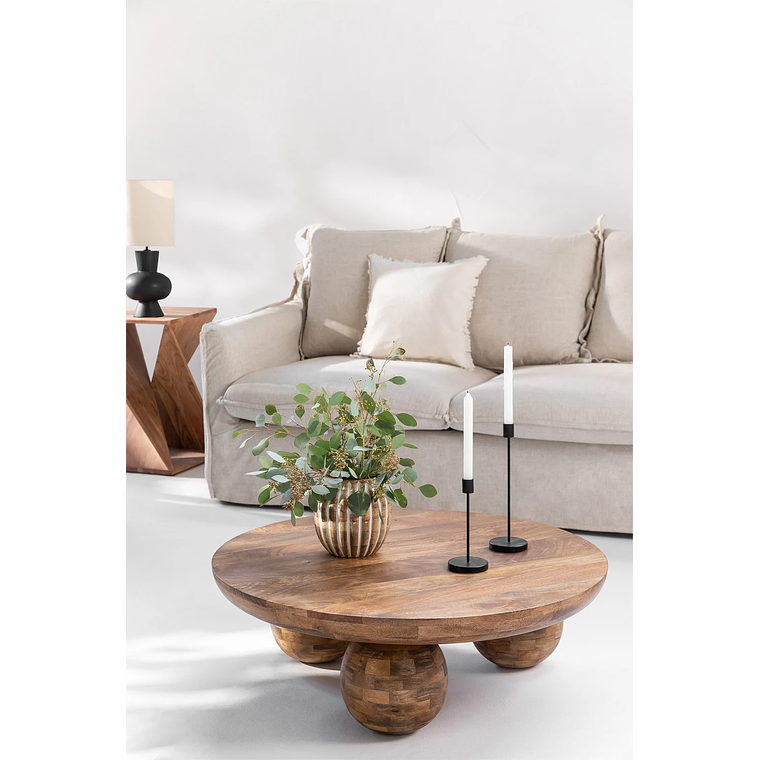 Mesa de Centro en Madera de Mango Cotia color madera oscura 90 cm 1