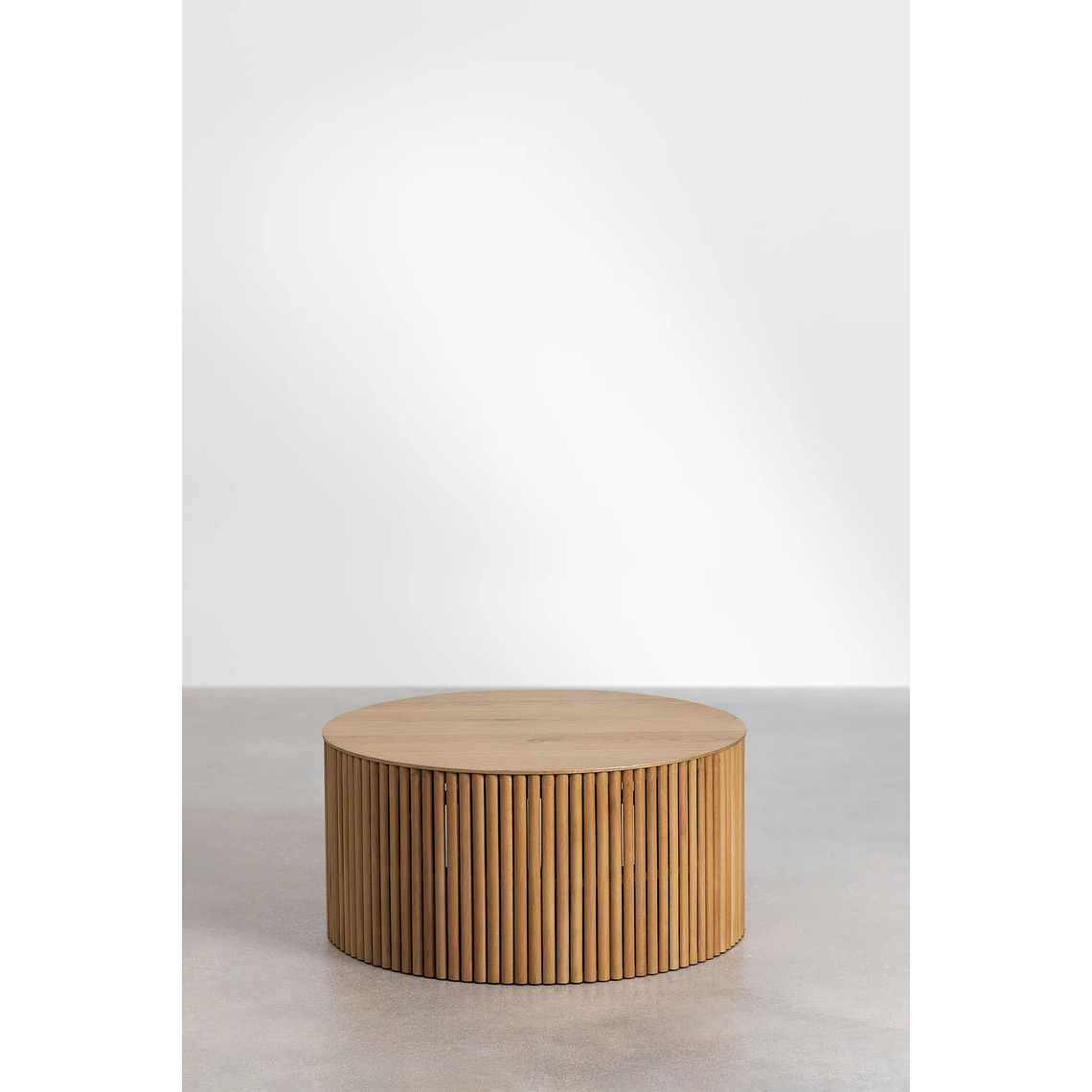 Mesa de Centro Redonda en Madera color marrón roble (Ø75 cm) Belmira 2