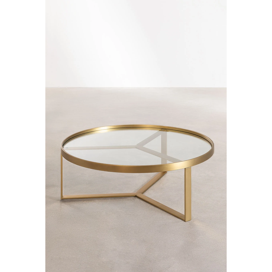 Mesa de Centro en Vidrio y Acero color dorado mate (Ø90 cm) Amelia 2