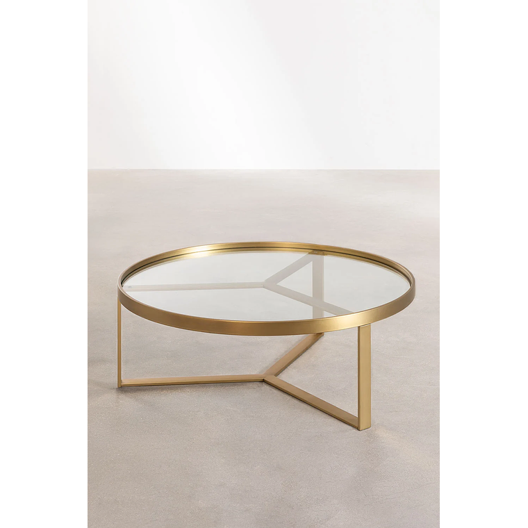 Mesa de Centro en Vidrio y Acero color dorado mate (Ø90 cm) Amelia 2