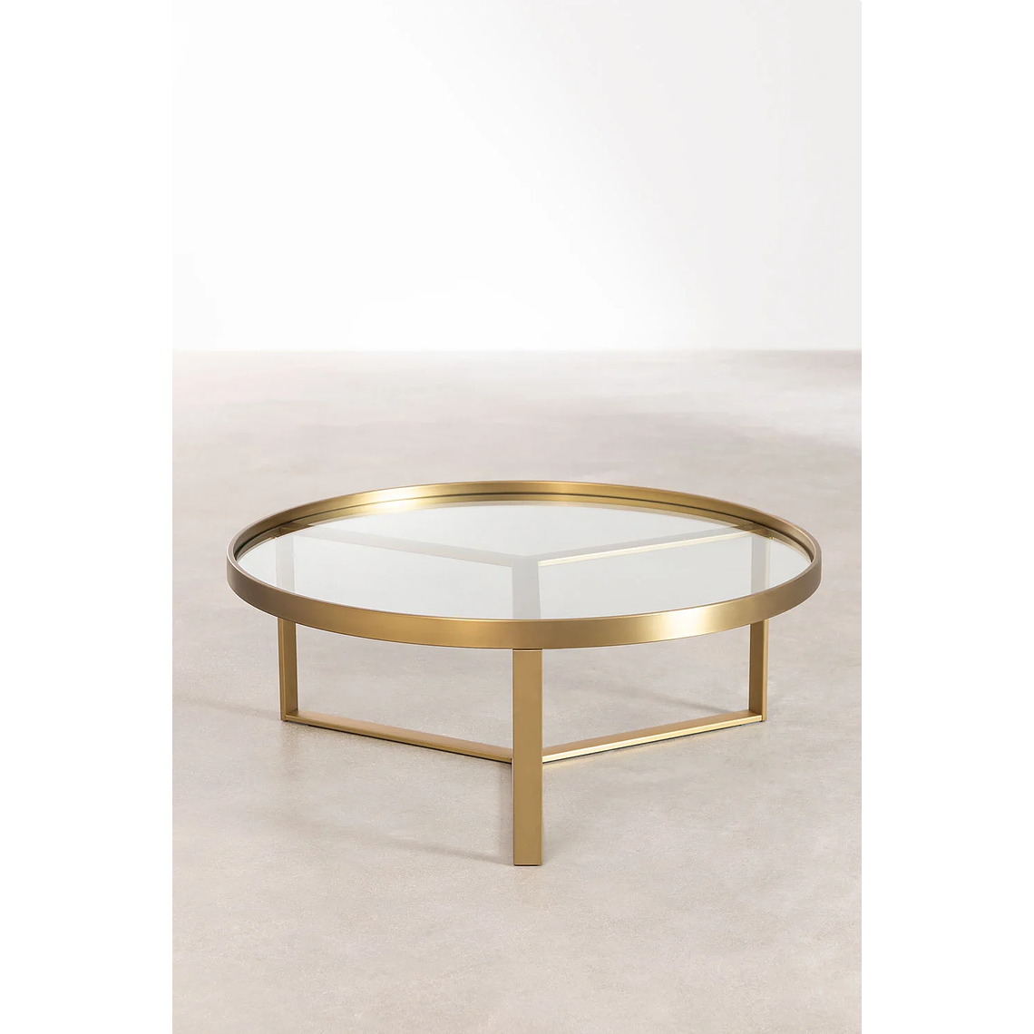 Mesa de Centro en Vidrio y Acero color dorado mate (Ø90 cm) Amelia 3