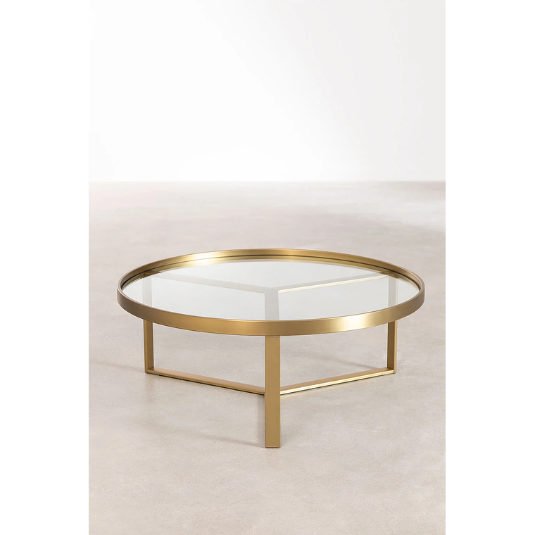 Mesa de Centro en Vidrio y Acero color dorado mate (Ø90 cm) Amelia 3