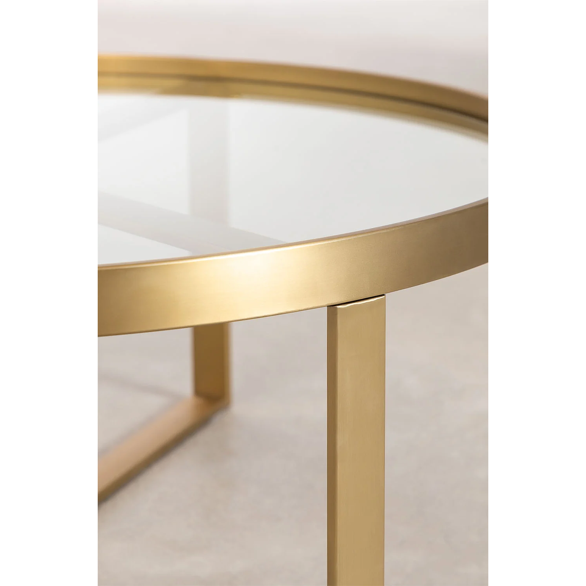 Mesa de Centro en Vidrio y Acero color dorado mate (Ø90 cm) Amelia 4