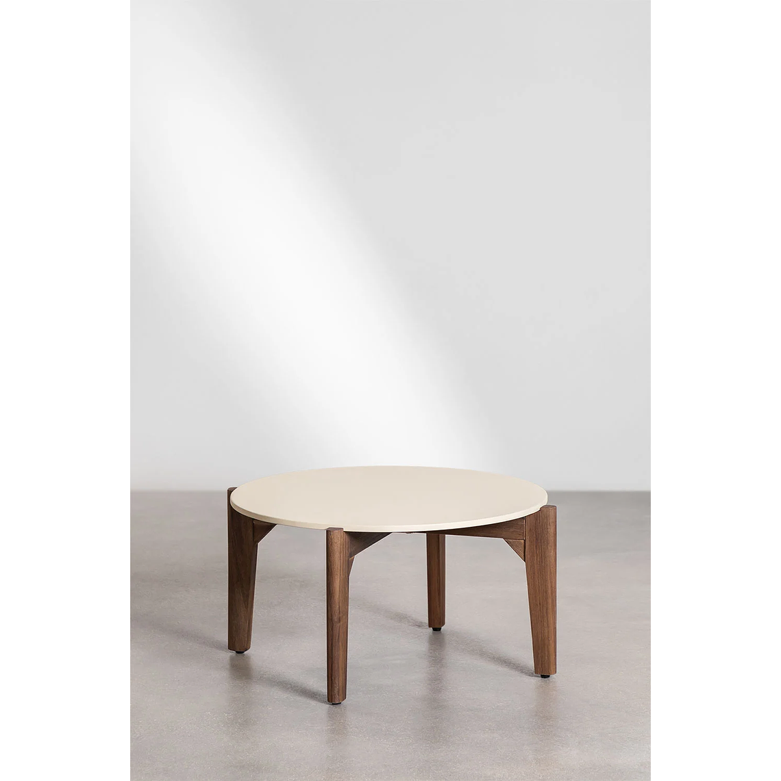 Mesa de Centro Redonda en cemento y madera de acacia Xajul 65 cm 2