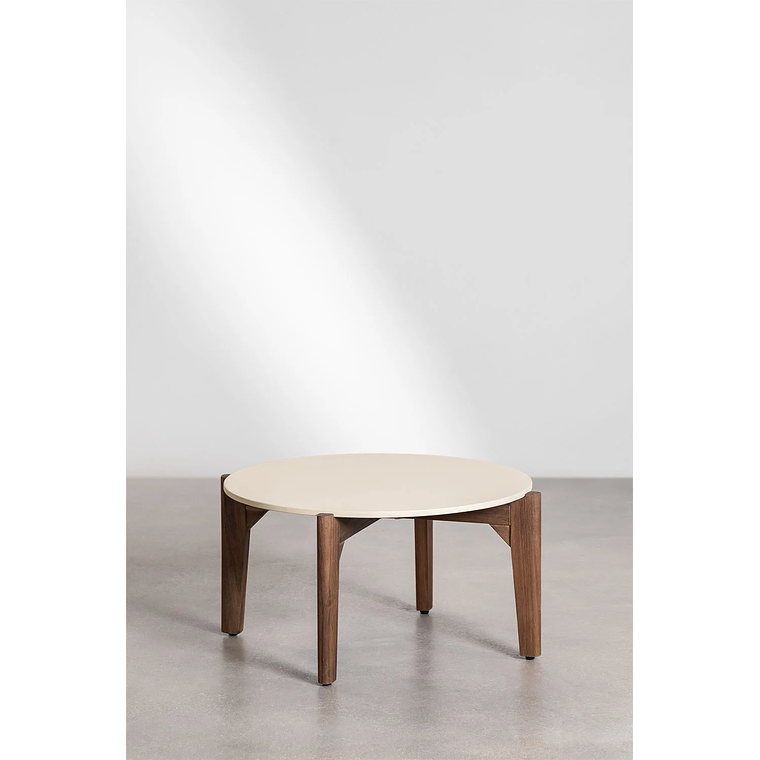 Mesa de Centro Redonda en cemento y madera de acacia Xajul 65 cm 2