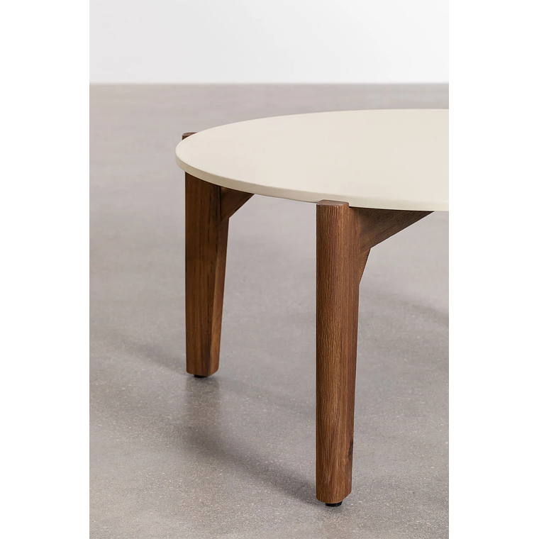 Mesa de Centro Redonda en cemento y madera de acacia Xajul 65 cm 3