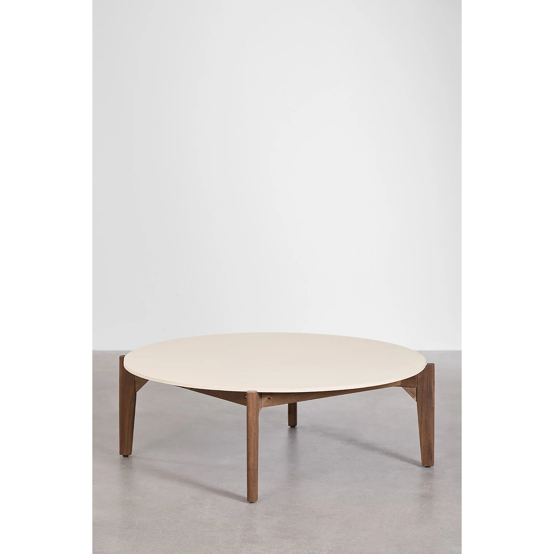 Mesa de Centro Redonda en cemento y madera de acacia Xajul 105 cm 1