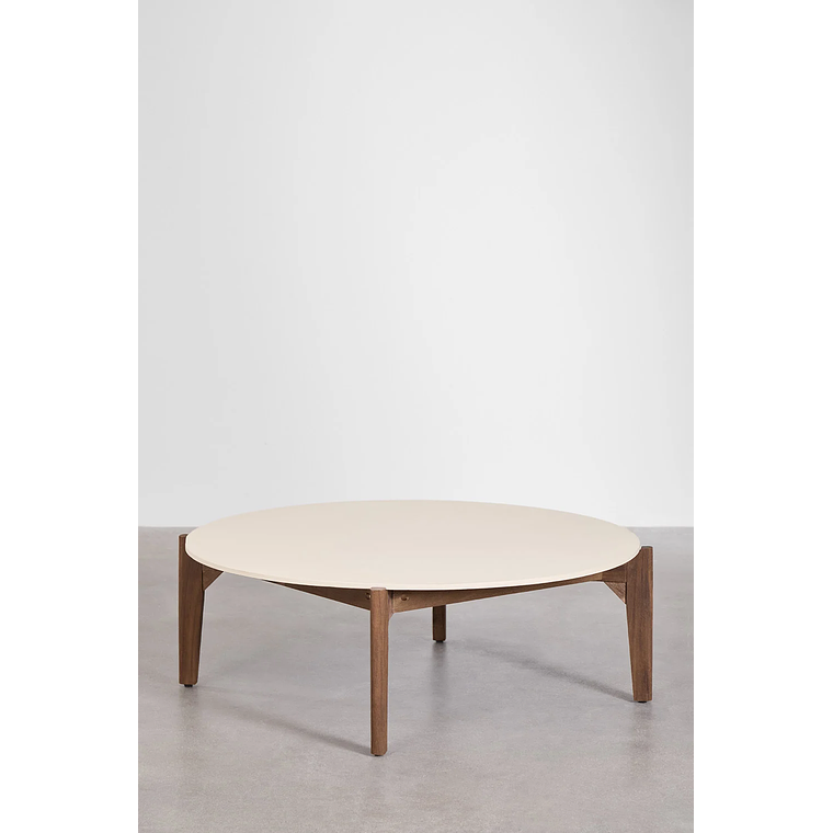 Mesa de Centro Redonda en cemento y madera de acacia Xajul 105 cm 1