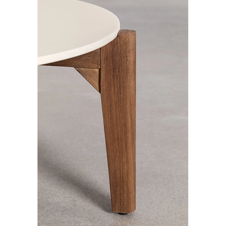 Mesa de Centro Redonda en cemento y madera de acacia Xajul 105 cm 3