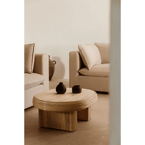 Mesa de Centro Ovalada en Ratán Zerfe 80 cm