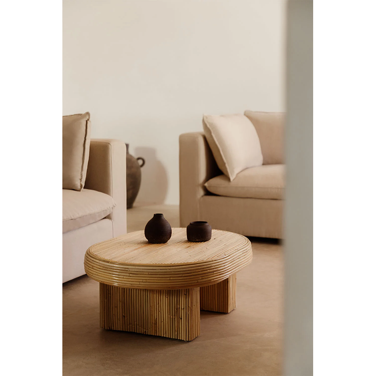 Mesa de Centro Ovalada en Ratán Zerfe 80 cm 1