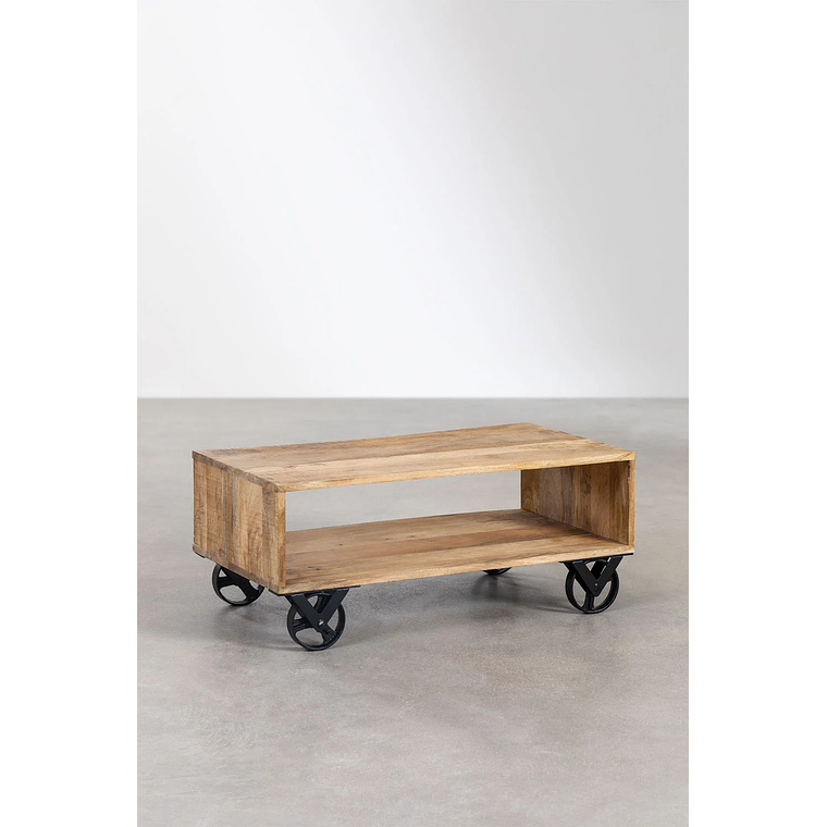 Mesa de Centro en Madera de Mango con Ruedas Olson 85 cm 1