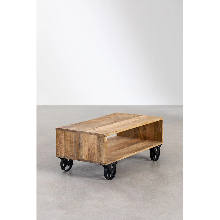 Mesa de Centro en Madera de Mango con Ruedas Olson 85 cm 2