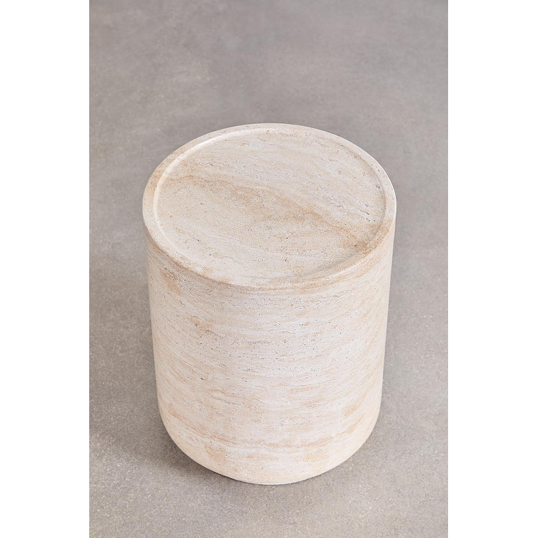 Mesa lateral redonda de cemento look travertino (Ø35 cm) Darwys 3