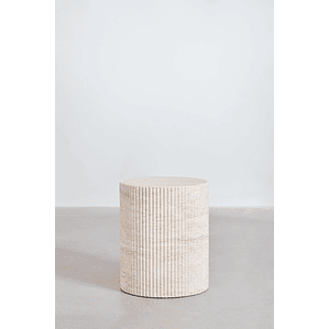 Mesa lateral redonda en cemento look travertino (Ø38 cm) Velia