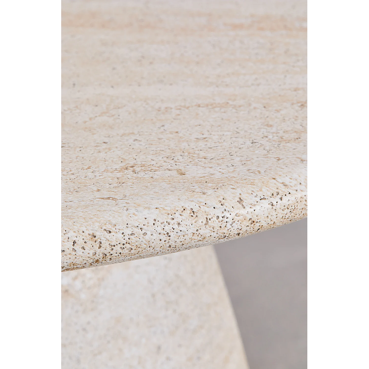 Mesa lateral redonda en cemento look travertino 50 cm Grebik 4