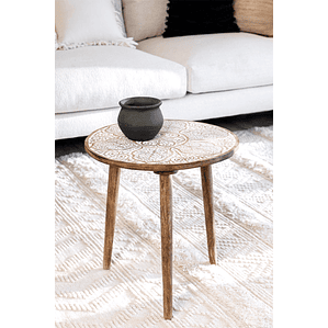 Mesa lateral redonda en madera de mango (Ø45 cm) Tienga