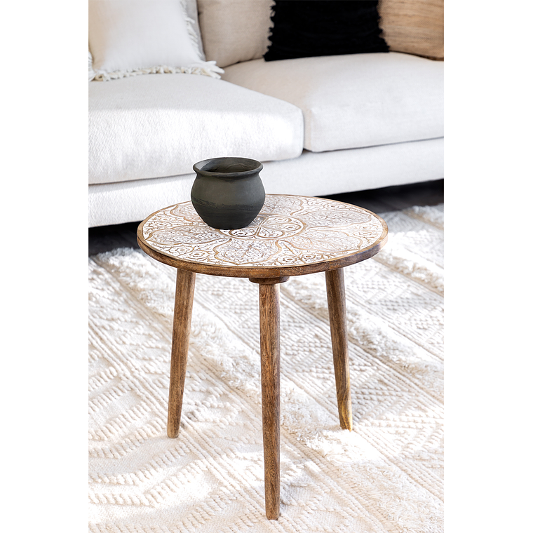 Mesa lateral redonda en madera de mango (Ø45 cm) Tienga 1