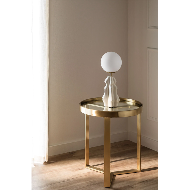 Mesa lateral en Vidrio y Acero (Ø45 cm) Amelia 1