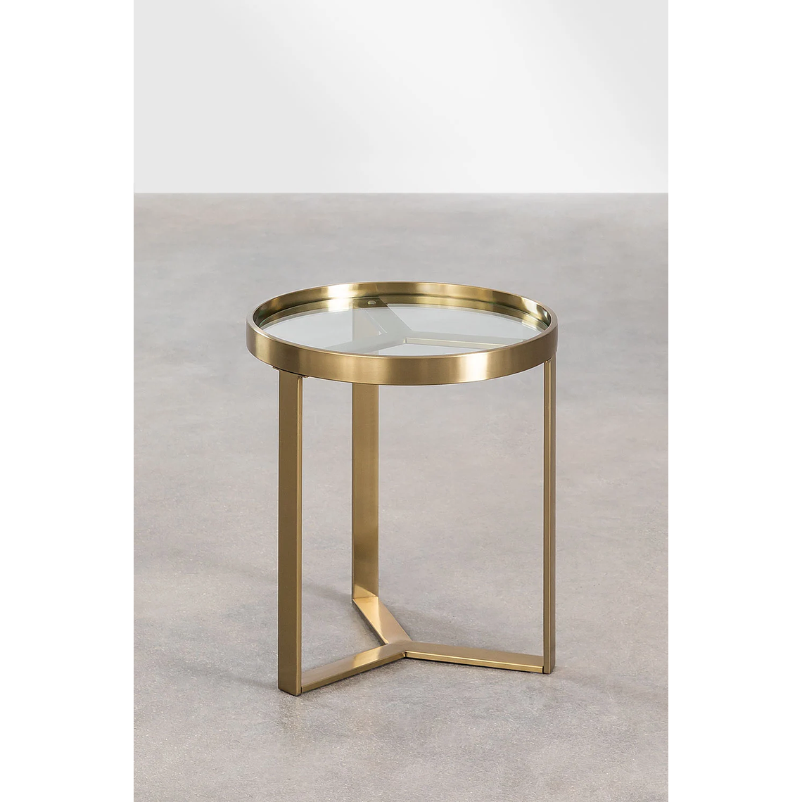 Mesa lateral en Vidrio y Acero (Ø45 cm) Amelia 2