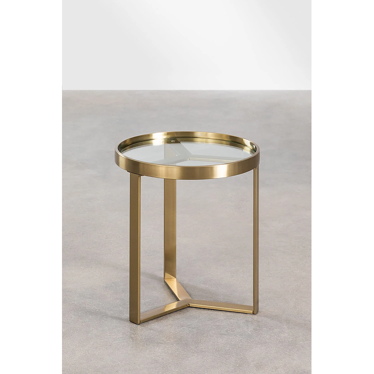 Mesa lateral en Vidrio y Acero (Ø45 cm) Amelia 2