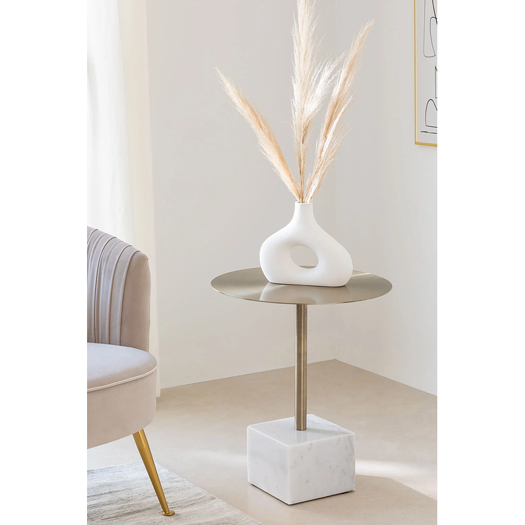 Mesa lateral Redonda en Acero Blanco (Ø45 cm) Zenion 1