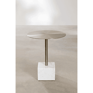 Mesa lateral Redonda en Acero Blanco (Ø45 cm) Zenion