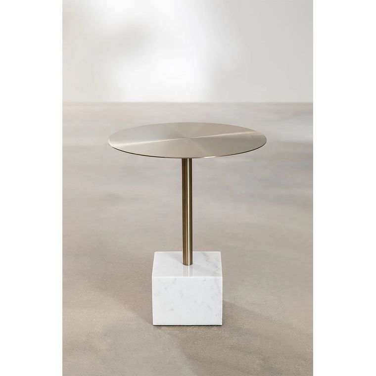 Mesa lateral Redonda en Acero Blanco (Ø45 cm) Zenion 2