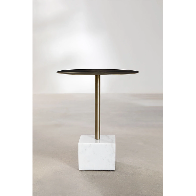 Mesa lateral Redonda en Acero Blanco (Ø45 cm) Zenion 3