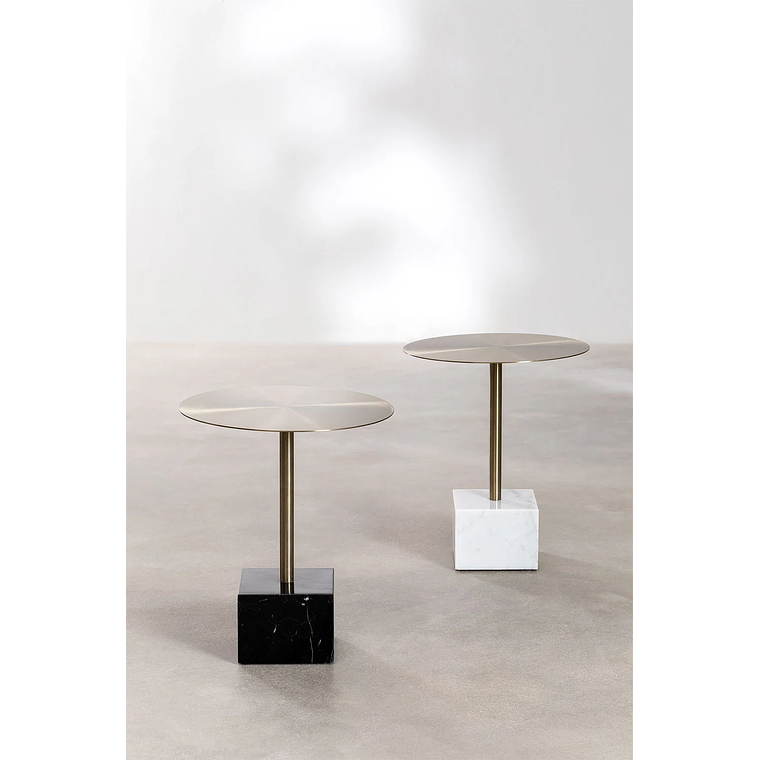 Mesa lateral Redonda en Acero Blanco (Ø45 cm) Zenion 6