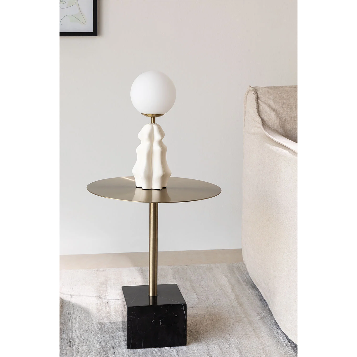 Mesa lateral Redonda en Acero Negro (Ø45 cm) Zenion 1