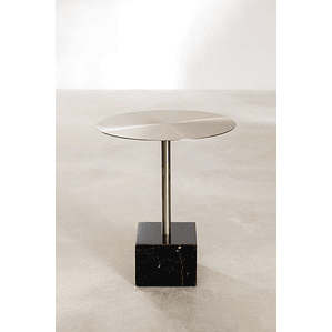 Mesa lateral Redonda en Acero Negro (Ø45 cm) Zenion