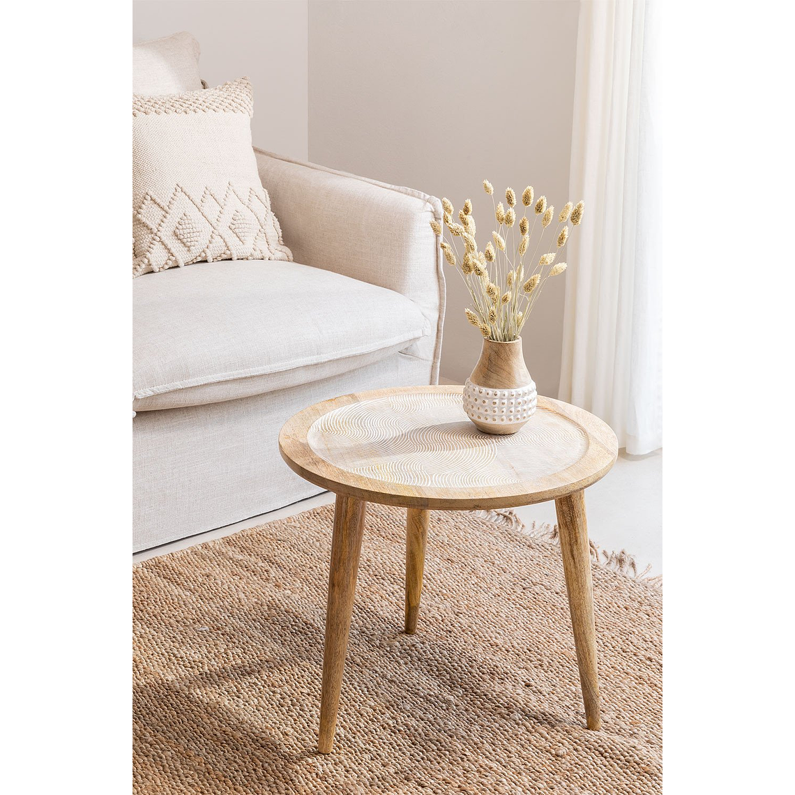 Mesa lateral en Madera de Mango 55 cm Diborna 1