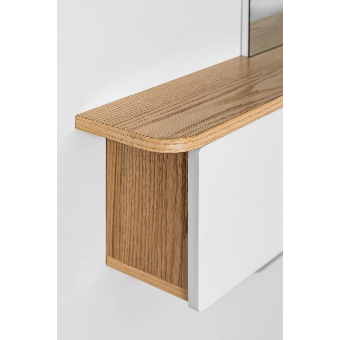 Mesa de arrimo con espejo 78 cm Varna blanco madera natural 5