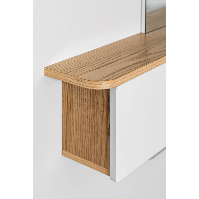 Mesa de arrimo con espejo 78 cm Varna blanco madera natural 5