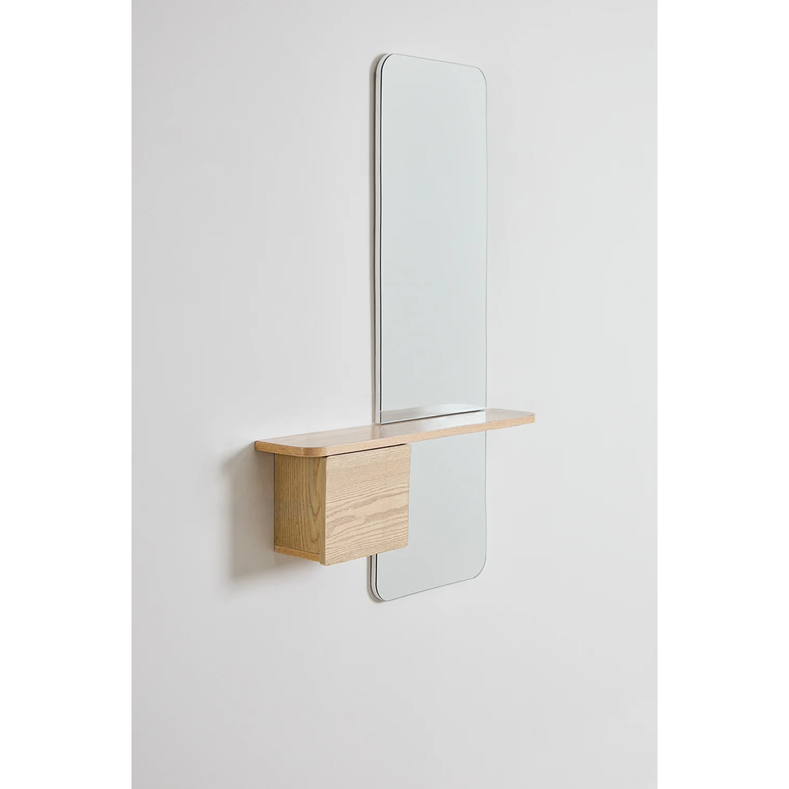 Mesa de arrimo con espejo 78 cm Varna madera natural 2