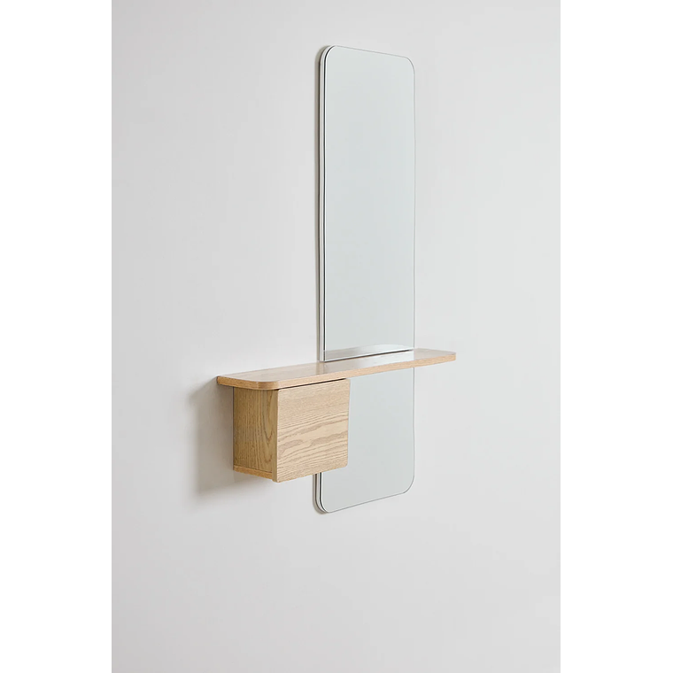 Mesa de arrimo con espejo 78 cm Varna madera natural 2