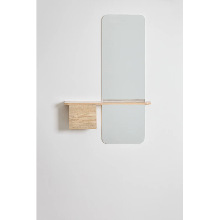 Mesa de arrimo con espejo 78 cm Varna madera natural 3