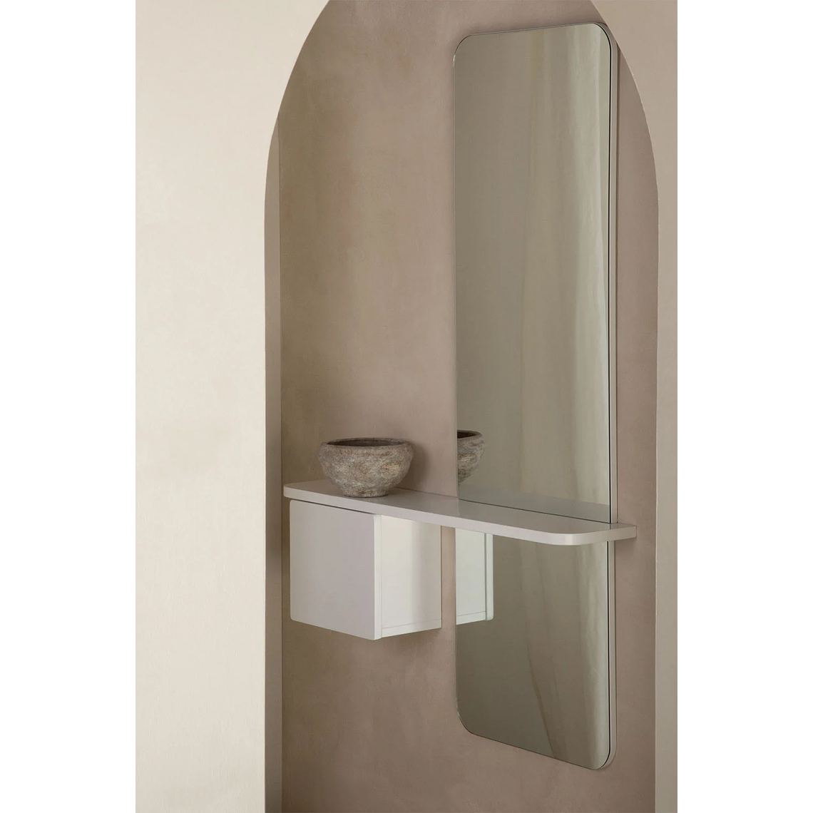 Mesa de arrimo con espejo 78 cm Varna blanco 1