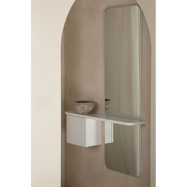 Mesa de arrimo con espejo 78 cm Varna blanco 1