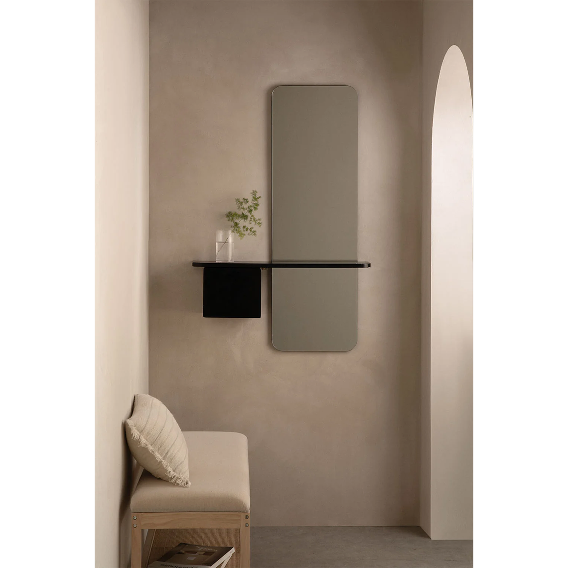 Mesa de arrimo con espejo 78 cm Varna negro 1